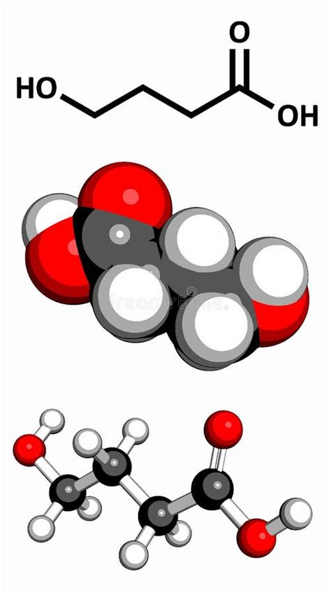 Gamma-hydroxybutyric Acid (GHB, Liquid XTC) Drug, Molecular Model Stock ...