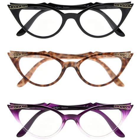 3 Pairs Reading Glasses Vintage Cat Eye Readers Women R914