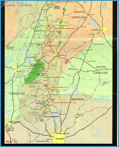 APPALACHIAN TRAIL MAP NORTH CAROLINA - TravelsFinders.Com