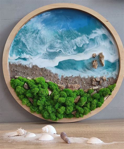 Ocean Resin Art Epoxy Resin Decor Moss Art Wall Decor - Etsy | Moss wall art, Resin wall art ...