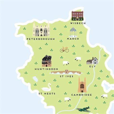 Map Of Cambridgeshire Print By Pepper Pot Studios | notonthehighstreet.com