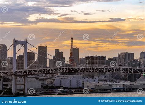 Tokyo Tower Rainbow Bridge Japan Stock Photo - Image of panoramic, japanese: 169350202