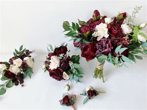 Burgundy & White Wedding Flower Package Fall Wedding/winter - Etsy