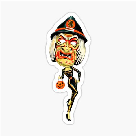 "Halloween Trick or Treat Pin-Up: Witch - Yellow" Sticker for Sale by ...