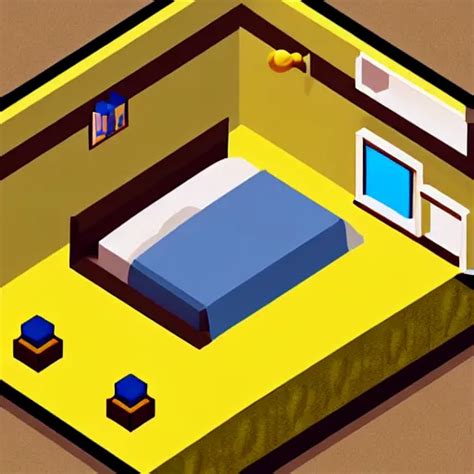 KREA - rpg maker style bedroom, rpg game style, warm yellow lighting ...