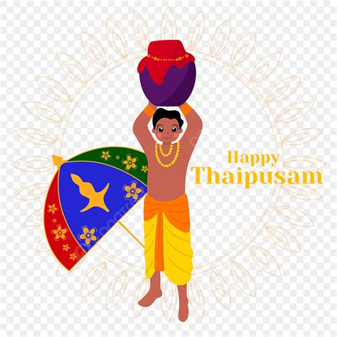 Cartoon Umbrella Thaipusam Thaipusam Festival Illustration, Purple ...