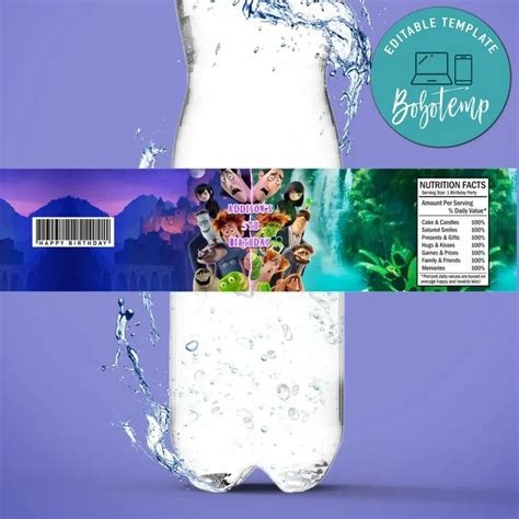 Hotel Transylvania 4 Birthday Water Bottle Label Template | Bobotemp