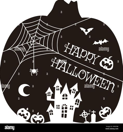Halloween illustrations (haunted house, bats, spiders and spider webs, pumpkin, jack o lantern ...
