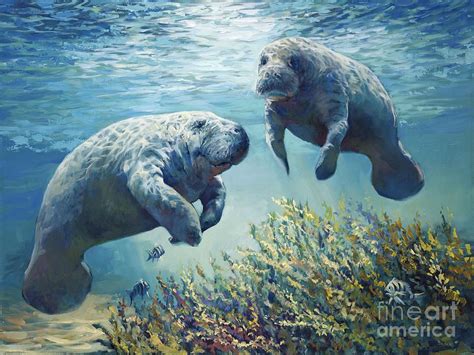 Manatees Painting - Manatees by Laurie Hein