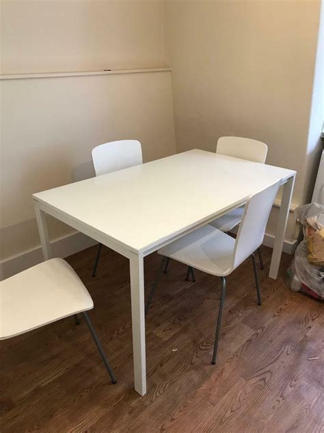 Ikea white kitchen table and 4 chairs | in Camden, London | Gumtree