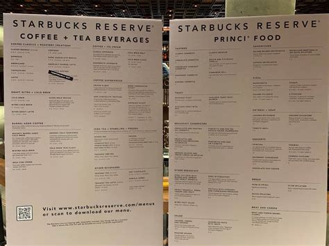 Menu at Starbucks Reserve Roastery New York cafe, New York City, 61 9th Ave