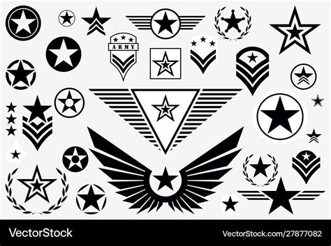 Set army star military rank insignia Royalty Free Vector