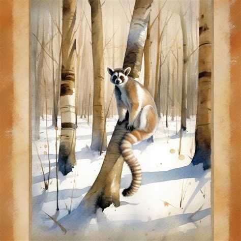 Winter Lemur Digital Art Print Free Stock Photo - Public Domain Pictures