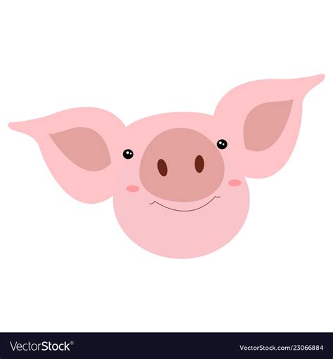 Head cute smiles pig cartoon funny face pig the Vector Image