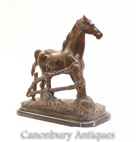 French Bronze Horse Statue - Equestrian Pony Mene