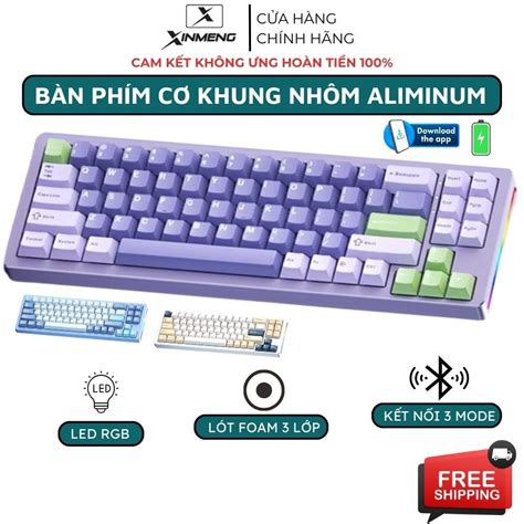 Bàn Phím Cơ Không Dây Xinmeng M71 Full LED RGB Có Hotswap, Khung Nhôm Aluminum Cao Cấp, Phím PBT ...