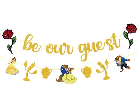 Buy GZDUCK Be Our Guest Banner, Beauty And The Beast Decorations Birthday Bachelorette ...