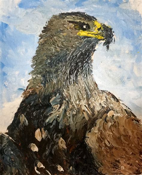 12x10 Oil on canvas ; Impasto | Bald eagle