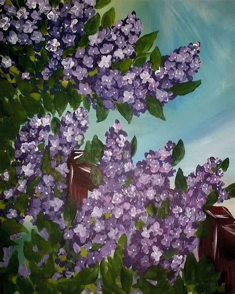 Smell the Blooming Lilacs by Sarah Hill - Paint Nite Paintings | Painting, Whimsical art, Flower ...