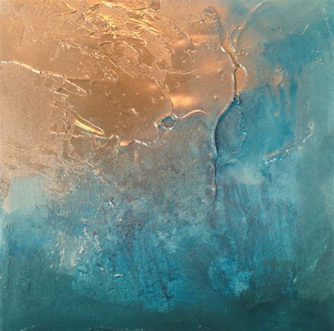 Contemporary canvas art | Canvas artwork: 'Teal/Gold Abstract'