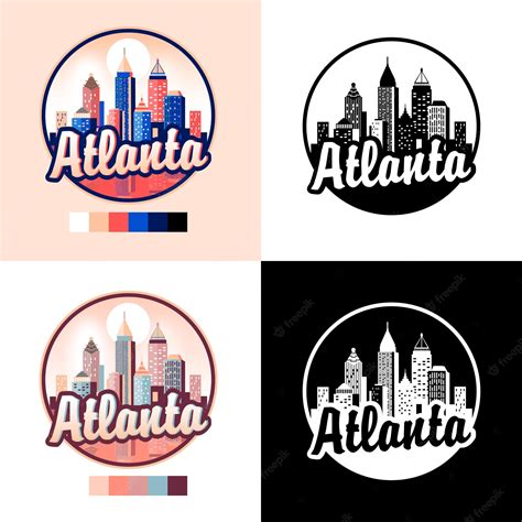 Premium Vector | Atlanta logo with a cityscape in the background