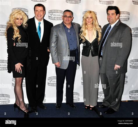 Victoria Gotti, John Travolta, John Gotti, Jr., Lindsay Lohan and Marc Fiore at the Gotti press ...