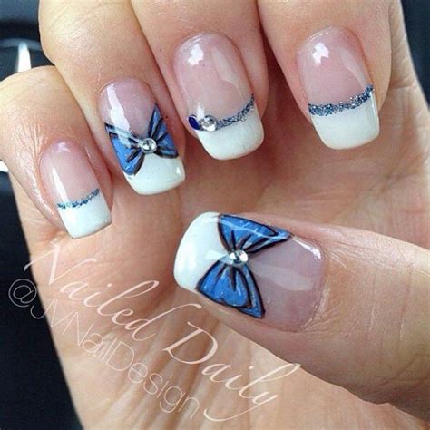 White Tips Nails With Blue Bows Pictures, Photos, and Images for ...