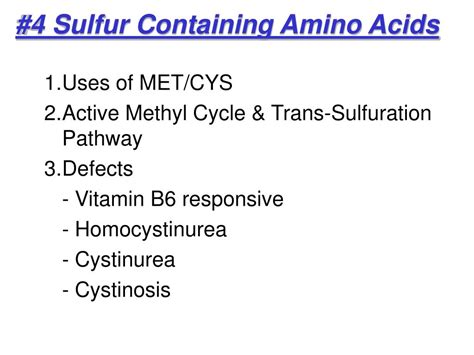 PPT - #4 Sulfur Containing Amino Acids PowerPoint Presentation, free ...