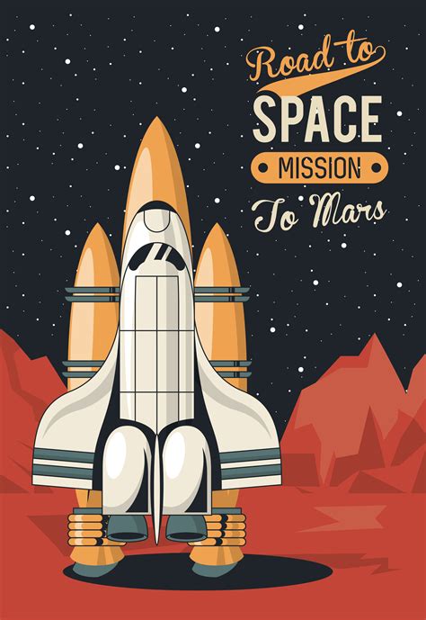 life in the space poster with spaceship 2471844 Vector Art at Vecteezy