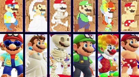 Here's A Look At All Super Mario Odyssey Costumes And Hats In 8 Bit And ...