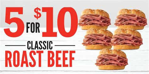 Arby’s 5 Classic Roast Beef Sandwiches for $10 (expires 2/7/21)