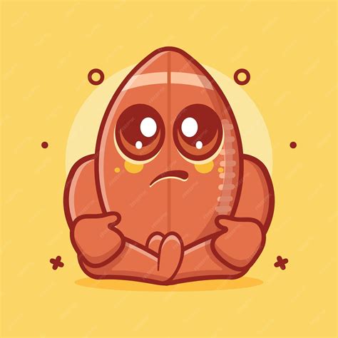 Premium Vector | Kawaii rugby ball character mascot with sad expression ...