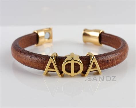 Alpha Phi Alpha Fraternity Leather Bracelet prophyte Natural Tobacco ...