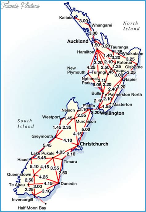 New Zealand Road Map - TravelsFinders.Com