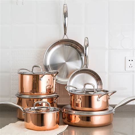 High Quality Cookware Set Non Stick Induction Cookware Copper Pots and Pans Set with Induction ...