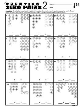 6.NS.9 Creating Zero Pairs 2 by Mr Alexander | Teachers Pay Teachers