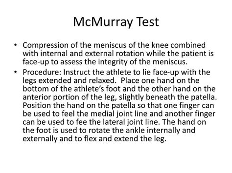 PPT - Knee Sports Medicine Tests PowerPoint Presentation, free download - ID:2251329