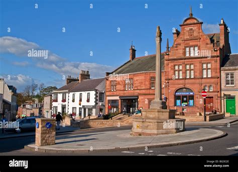 Melrose Town Square with Mercat Cross, Melrose, Borders County ...