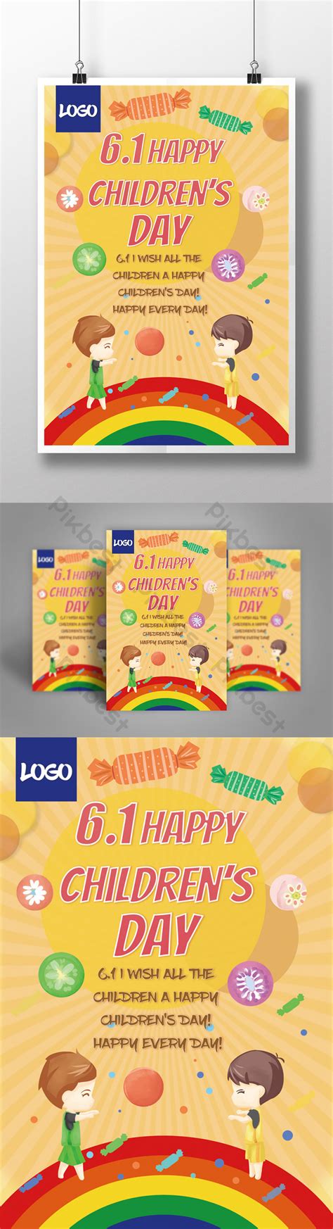 Children's Day Cartoon Cute Drawing Colorful Poster | PSD Free Download ...