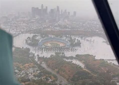 Los Angeles Dodgers Stadium Flooded After Tropical Storm Hilary Ravages ...