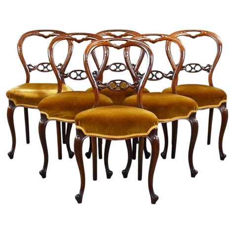 Victorian Dining Chairs with Carved Back