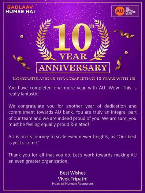 Tek chand Choudhary on LinkedIn: Celebrating my 10 year work anniversary at Au Bank. | 99 comments