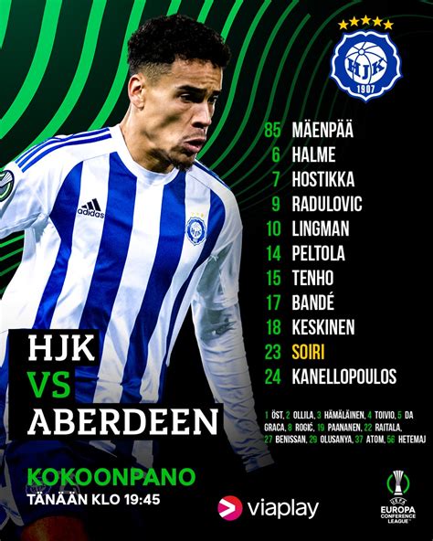 Team lineups for HJK Helsinki vs Aberdeen : r/ScottishFootball