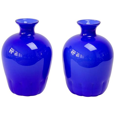 Pair of Finnish Cobalt Blue Glass Vases at 1stDibs