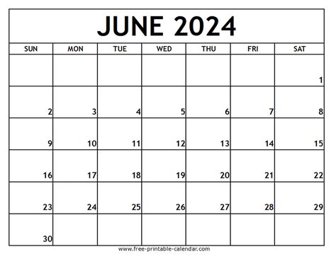 June 2024 Printable Calendar - Free-printable-calendar.com