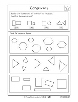 Congruent shapes, 3rd Grade | 3rd grade Math Worksheet | GreatSchools