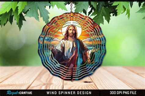 Jesus Stained Glass Wind Spinner Png Graphic by Regulrcrative ...