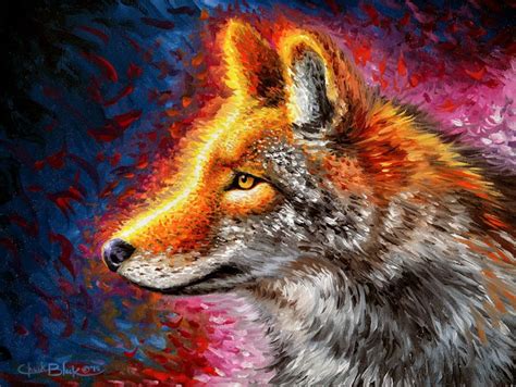 Original Signed Coyote Oil Painting, Wildlife Art, Home Decor By Chuck ...
