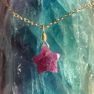 Ruby Crystal Star Necklace Rose Gold Sterling Silver July - Etsy