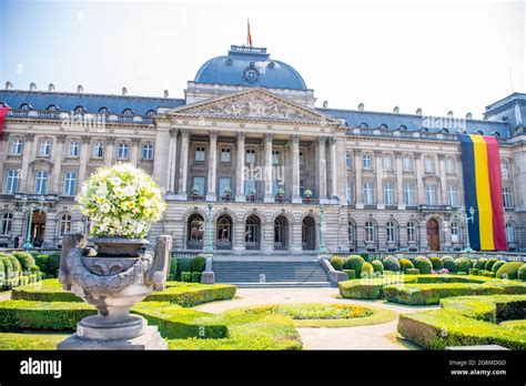 The Belgium Royal palace in Brussels attending celebrations for Belgian National Day 2021 in ...